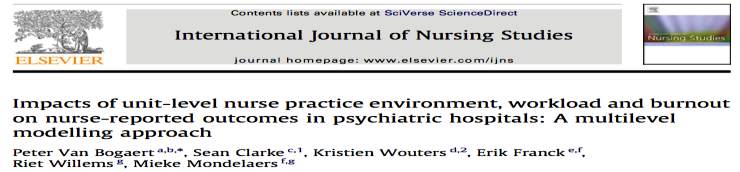 Ziekenhuismanagement organisatorische ondersteuning (15 uitspraken) N = 42 acute care units Discussie Variatie in professioneel en psychisch welbevinden en variatie in (perceptie van) zorgresultaten