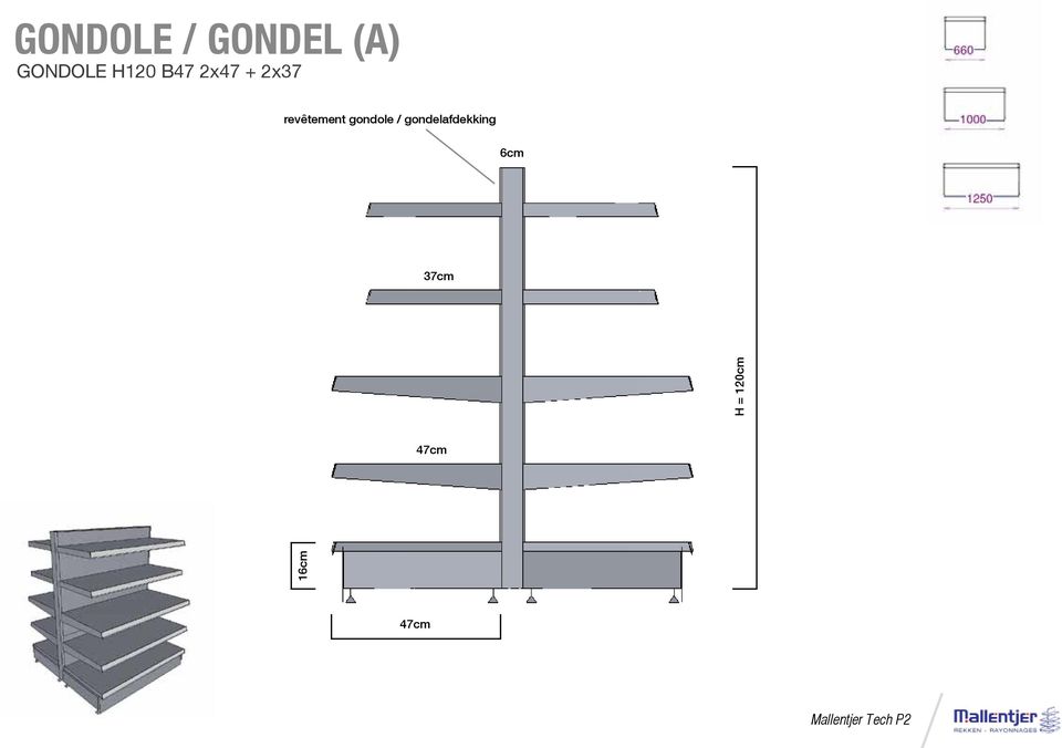 gondole / gondelafdekking 6cm