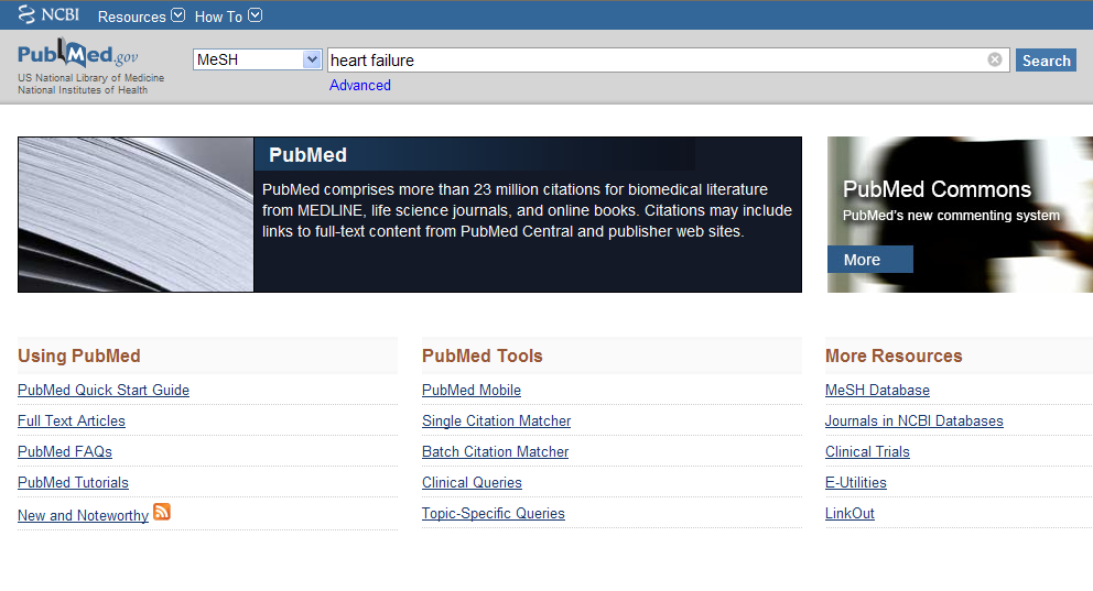 Pagina 6 van 9 BIJLAGE Zoeken in PubMed Beginpagina PubMed.